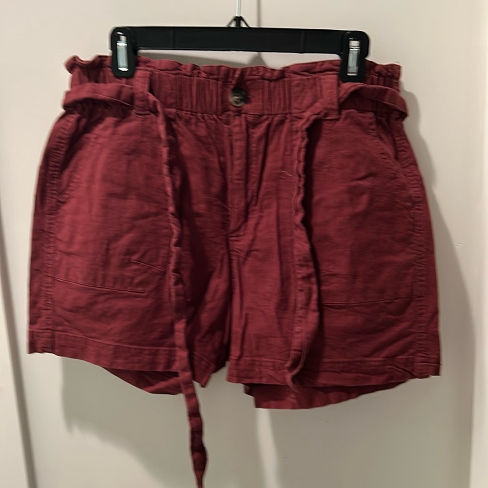 Caslon Maroon linen shorts, worn and washed once